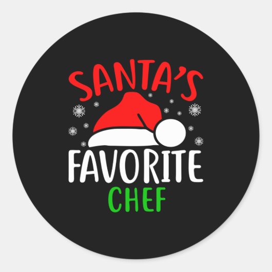 Santas Favorite Chef Funny Christmas Xmas Santa Lo ラウンドシール (正面)