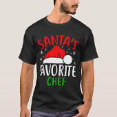 Santas Favorite Chef Funny Christmas Xmas Santa Lo Tシャツ (正面)