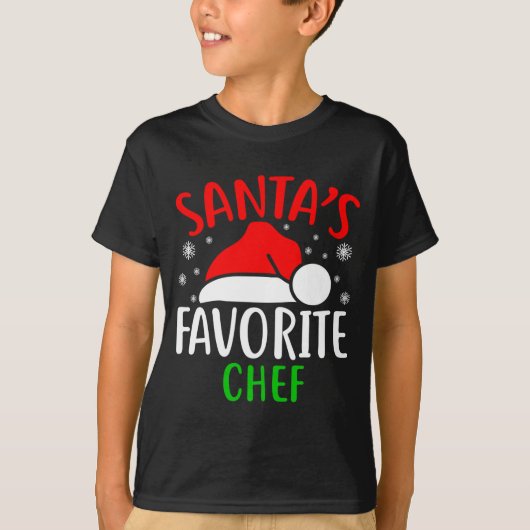 Santas Favorite Chef Funny Christmas Xmas Santa Lo Tシャツ (正面)