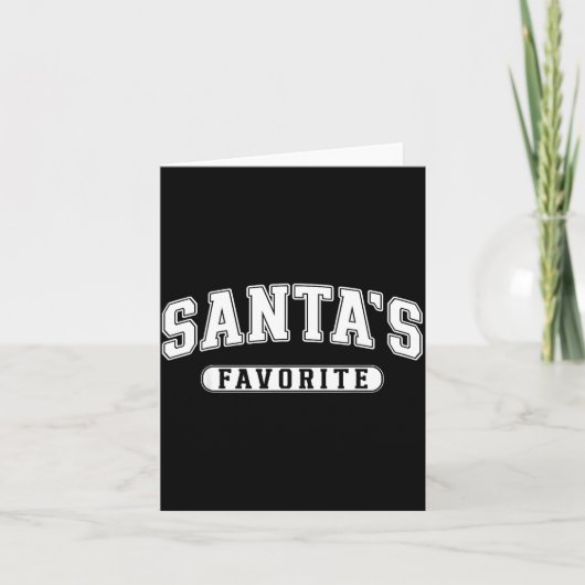 Santa's Favorite Christmas Varsity Text Family Xma カード (正面)