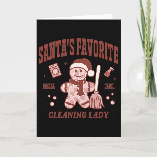 Santa's Favorite Cleaning Lady Christmas Retro Hou カード (正面)