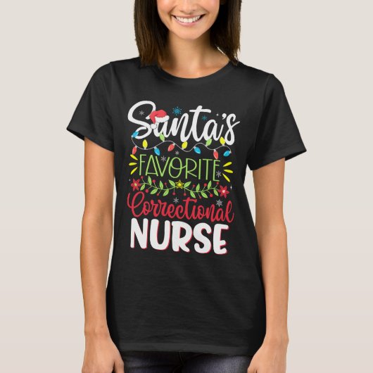 Santa's Favorite Correctional Nurse Xmas Santa Hat Tシャツ (正面)