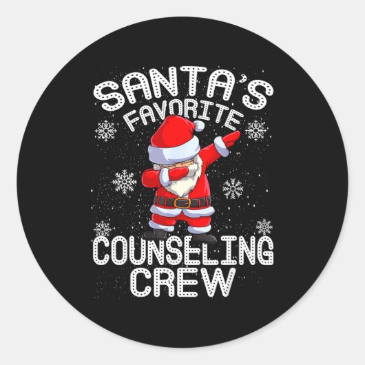 Santa's Favorite Counseling Crew Christmas  ラウンドシール (正面)