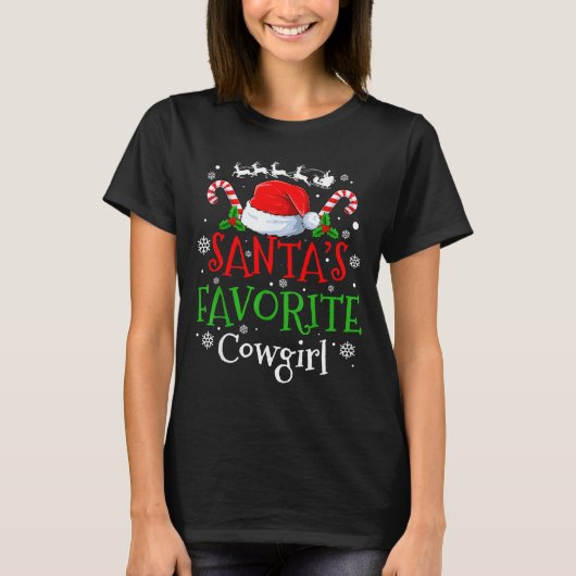 Santa's Favorite Cowgirl Christmas Party  Tシャツ (正面)