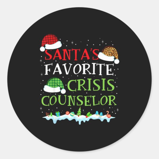 Santa's Favorite Crisis Counselor Fun Christmas  ラウンドシール (正面)