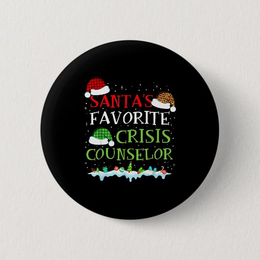 Santa's Favorite Crisis Counselor Fun Christmas 缶バッジ (正面)
