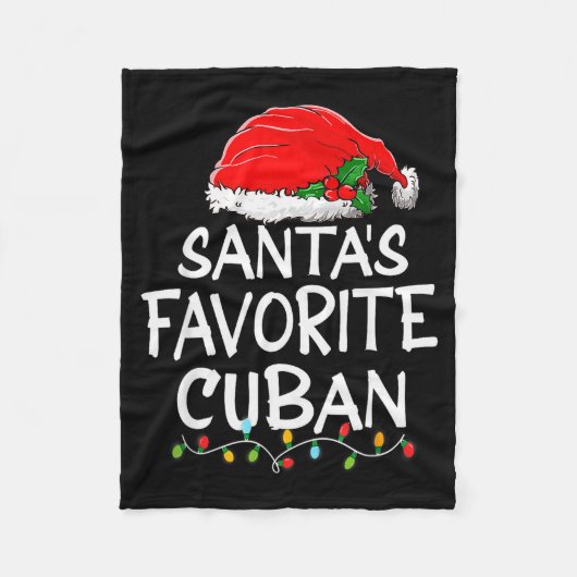 Santa's Favorite Cuban Christmas Santa Claus Tree フリースブランケット (正面)