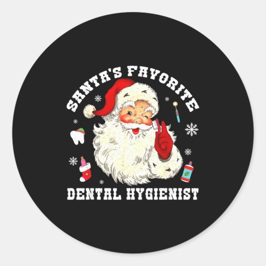 Santas Favorite Dental Hygienist Christmas Funny G ラウンドシール (正面)