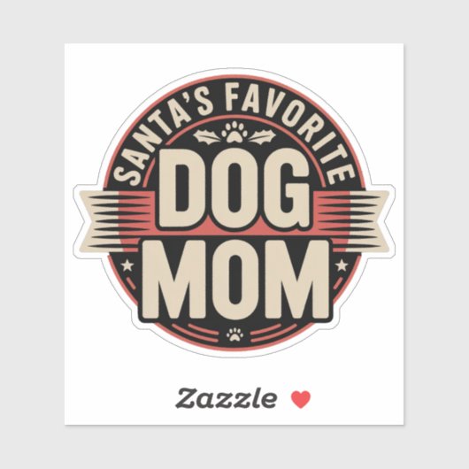 Santa's Favorite Dog Mom - Retro Holiday Badge シール (シート)