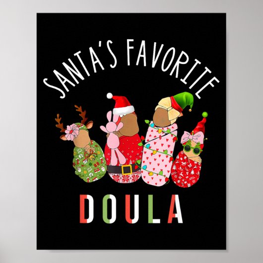 Santa's Favorite Doula Nurse Christmas Stpartum Mi ポスター (正面)
