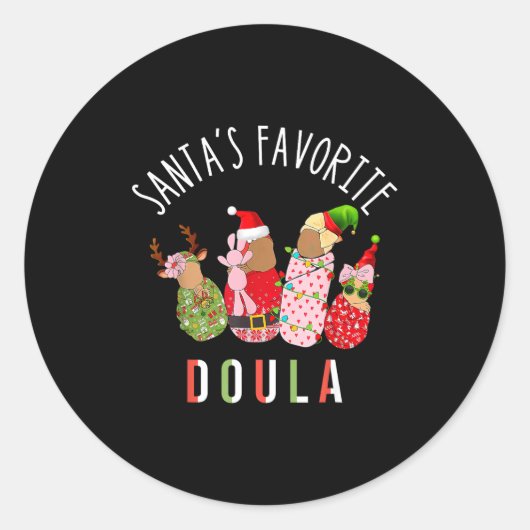 Santa's Favorite Doula Nurse Christmas Stpartum Mi ラウンドシール (正面)