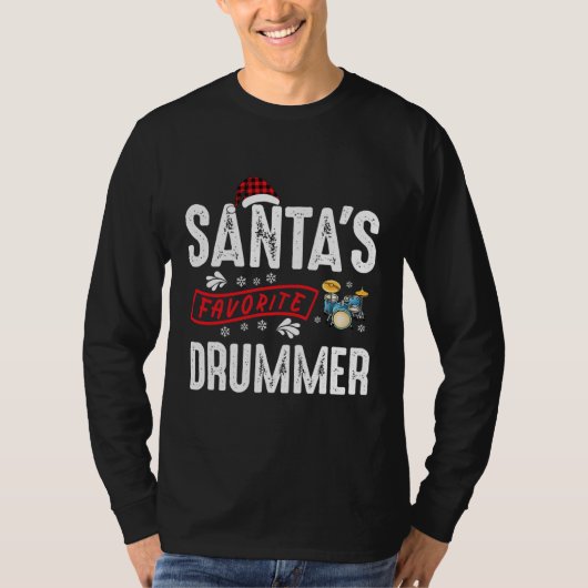 Santas Favorite Drummer Pajamas Christmas  Tシャツ (正面)