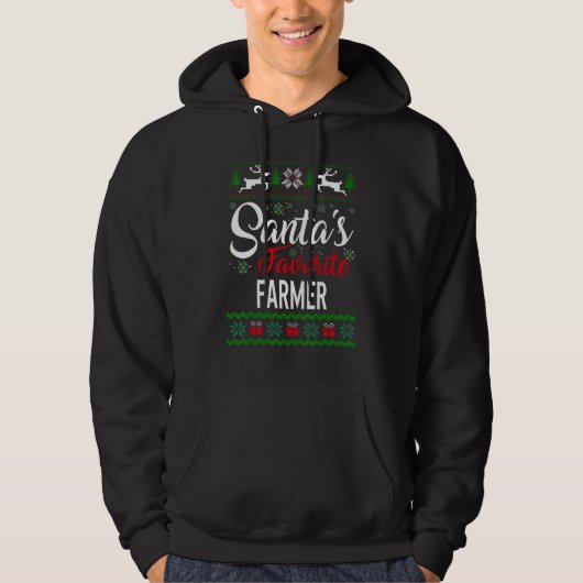 Santa's Favorite Farmer Christmas Ugly Sweater fam パーカ (正面)