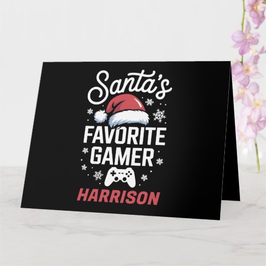 Santa's Favorite Gamer Personalized Gaming Xmas カード (蘭)