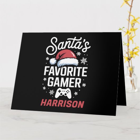 Santa's Favorite Gamer Personalized Gaming Xmas カード (黄色い花)