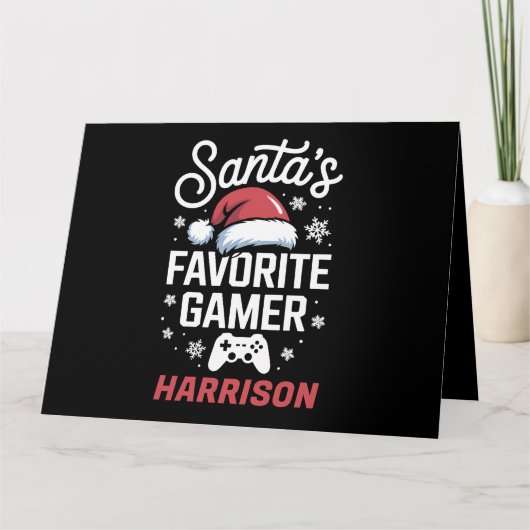 Santa's Favorite Gamer Personalized Gaming Xmas カード (正面)