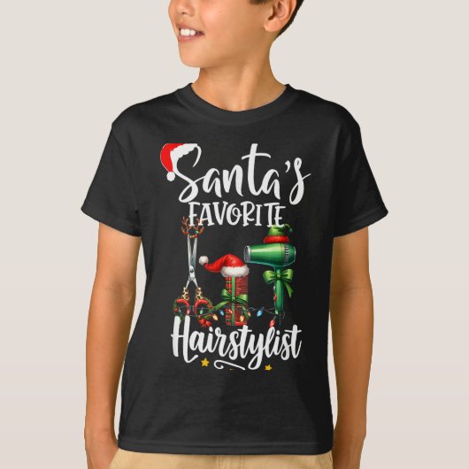 Santa's Favorite Hair Stylist Christmas Hairdresse Tシャツ (正面)