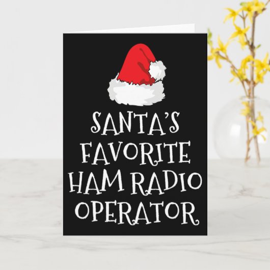 Santa's Favorite Ham Radio Operator Christmas Hat カード (黄色い花)