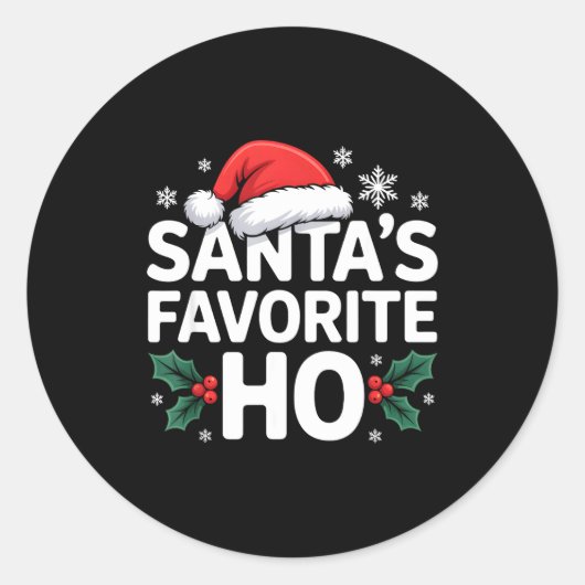 Santa's Favorite Ho Tee Funny Christmas Graphic  ラウンドシール (正面)