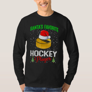 Santa's Favorite Hockey Player Matching Family Chr Tシャツ