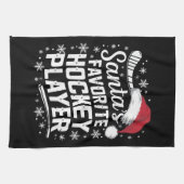 Santa's Favorite Hockey Player Pajama Christmas キッチンタオル (横)