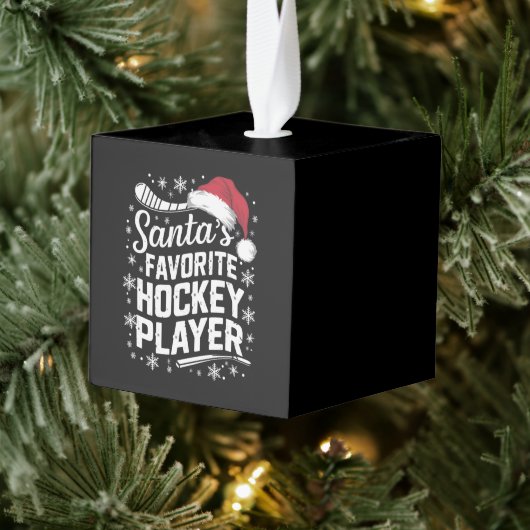 Santa's Favorite Hockey Player Pajama Christmas キューブオーナメント (ツリー)