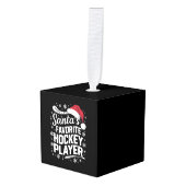 Santa's Favorite Hockey Player Pajama Christmas キューブオーナメント (正面アングル)