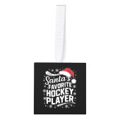 Santa's Favorite Hockey Player Pajama Christmas キューブオーナメント (正面)
