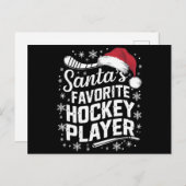 Santa's Favorite Hockey Player Pajama Christmas シーズンポストカード (正面/裏面)