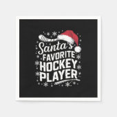 Santa's Favorite Hockey Player Pajama Christmas スタンダードカクテルナプキン (正面)