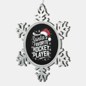 Santa's Favorite Hockey Player Pajama Christmas スノーフレークピューターオーナメント (右)