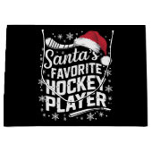 Santa's Favorite Hockey Player Pajama Christmas ラージペーパーバッグ (正面)