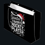 Santa's Favorite Hockey Player Pajama Christmas ラージペーパーバッグ<br><div class="desc">サンタのホッケー選手パジャマお気に入りのクリスマスプレゼント</div>