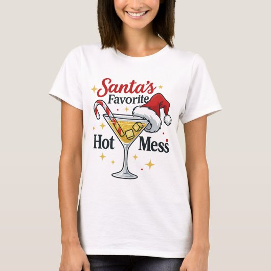 Santa's Favorite Hot Mess Drink Print | Funny  Tシャツ (正面)