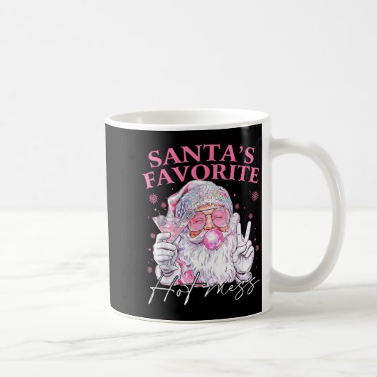 Santa's Favorite Hot Mess Funny Christmas  コーヒーマグカップ (右)