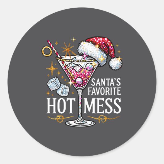 Santa's Favorite Hot Mess Long Sleeve  ラウンドシール (正面)