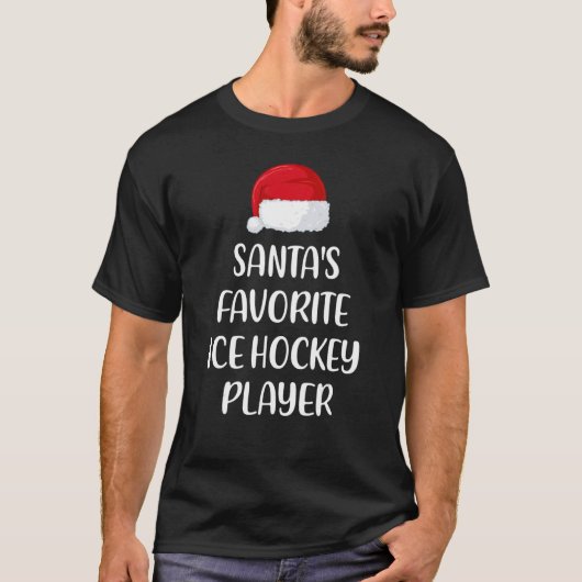 Santas Favorite Ice Hockey Player Christmas Ice Ho Tシャツ (正面)