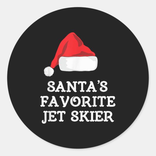 Santas Favorite Jet Skier Christmas Xmas Skiing Sk ラウンドシール (正面)