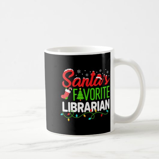 Santa's Favorite Librarian Christmas Library Book コーヒーマグカップ (右)