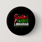 Santa's Favorite Librarian Christmas Library Book  缶バッジ (正面)