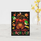 Santa's Favorite Lunch Lady Afro Messy Bun Woman C カード (黄色い花)