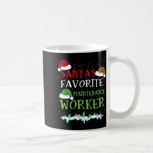 Santa's Favorite Maintenance Worker Fun Christmas  コーヒーマグカップ (右)