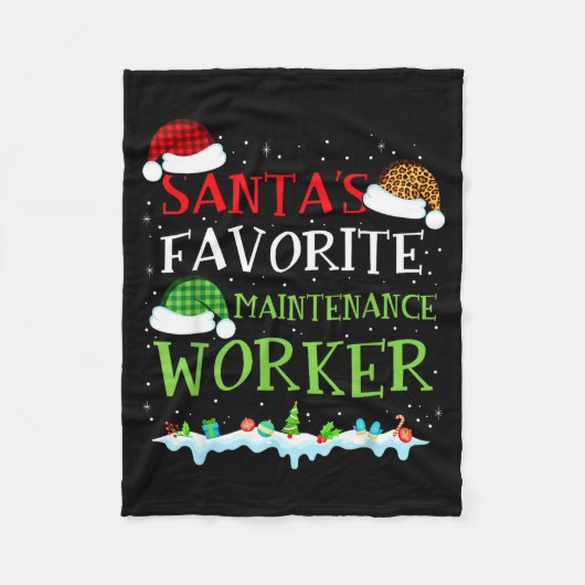 Santa's Favorite Maintenance Worker Fun Christmas  フリースブランケット (正面)