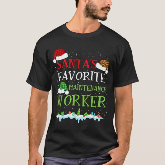 Santa's Favorite Maintenance Worker Fun Christmas  Tシャツ (正面)