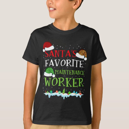 Santa's Favorite Maintenance Worker Fun Christmas  Tシャツ (正面)