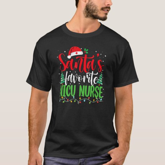 Santa's Favorite Nicu Nurse Christmas Nursing Sant Tシャツ (正面)