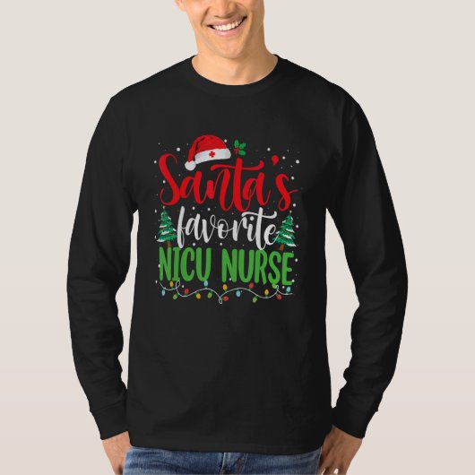 Santa's Favorite Nicu Nurse Christmas Nursing Sant Tシャツ (正面)