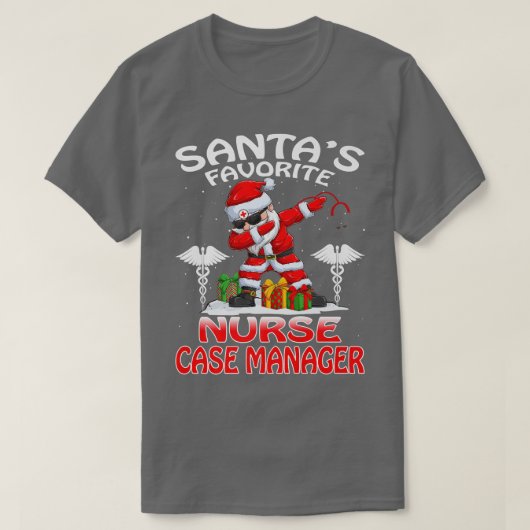 Santa's Favorite Nurse Case Manager Christmas Matc Tシャツ (デザイン正面)