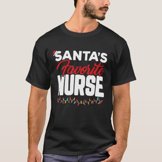 Santa's Favorite Nurse Christmas Nurse Nursing Tシャツ (正面)