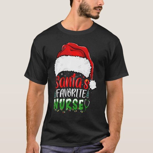 Santa's Favorite Nurse Christmas Nursing Tシャツ (正面)